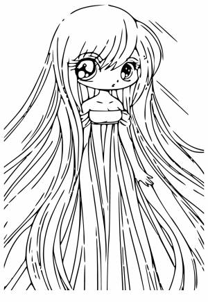 Раскраска Аниме Волосы
