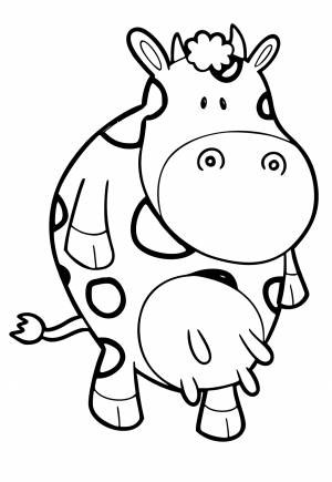 Раскраска Корова Забавно