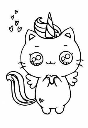 Раскраска Милый Каваи Единорог