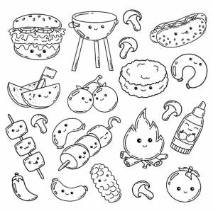 Раскраска Кавай еда