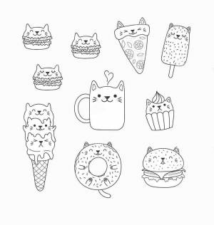 Раскраски Кавай еда