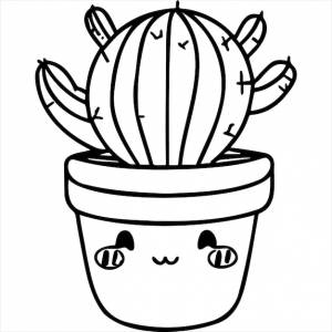 Раскраска кактус в стиле кавай