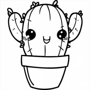 Раскраска кактус в стиле кавай