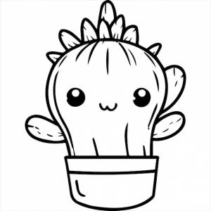 Раскраска кактус в стиле кавай