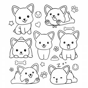 Раскраска Милые собачки