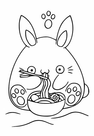 Раскраска Милый Каваи Заяц