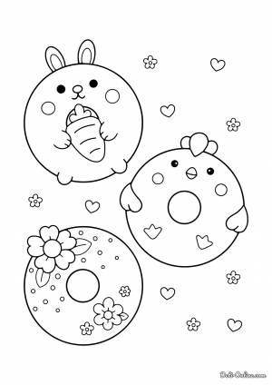 Раскраска Милые пасхальные пончики