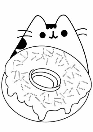 Раскраски пончик котенок