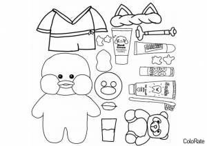 Раскраска Косметика для уточки Лалафанфан