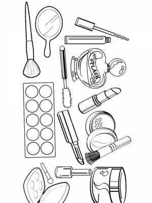Раскраска Косметика  листе  для девочек