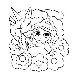 Раскраска Волшебный единорог и принцесса ♥ Онлайн и Распечатать!