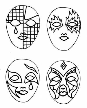 Маски для карнавала Рисунок раскраска на зимнюю тему