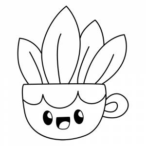 Раскраска Милая чашечка и листочки