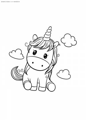 Раскраска Единорожка в облаках