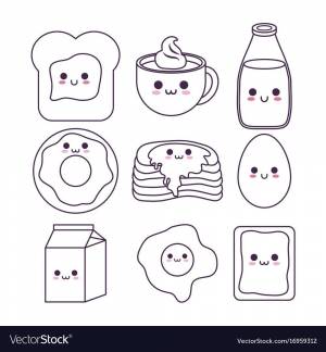 Еда кавай раскраски