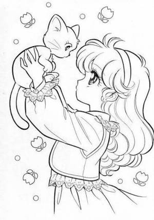 Раскраски Кошечка аниме