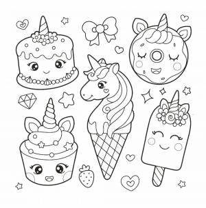 Раскраски единорог пироженка