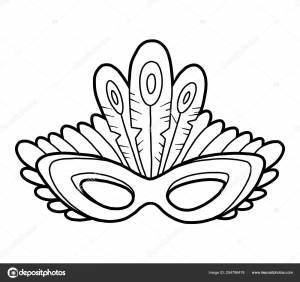 Книга раскрасок, Карнавальная маска с павлиньими перьями Векторное изображение ©ksenya_savva 254796478