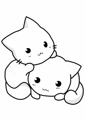 Раскраски котики милые кавай