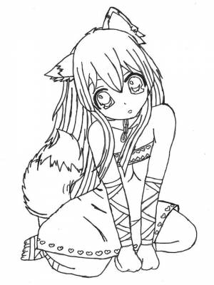 Раскраска Котики Аниме  картинку