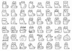 Раскраски наклейки милые котики