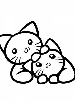 Раскраска Милые Котики   в формате