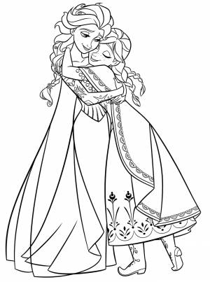 Раскраска Анна и Эльза снова вместе