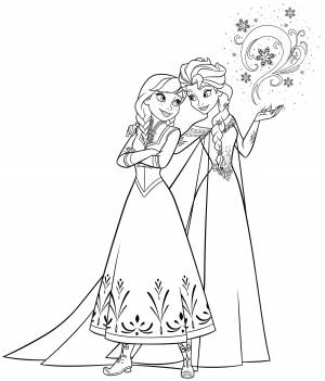 Раскраска Анна и Эльза