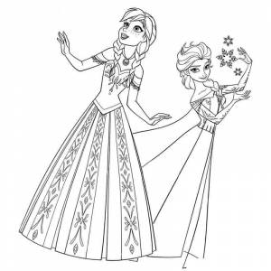 Раскраска Принцессы Анна и Эльза