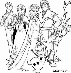 Раскраска Холодное сердце все герои вместе