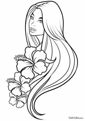 Раскраска Девушка с цветами