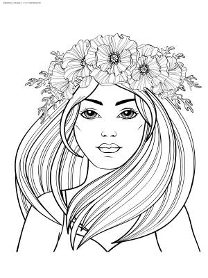 Раскраска Девушка в венке