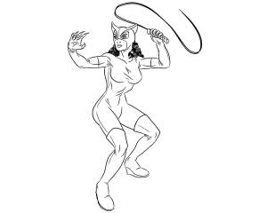 Раскраска Женщина Кошка