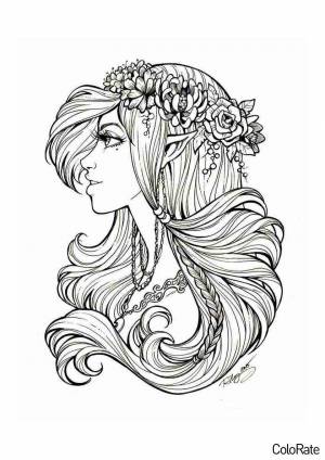 Раскраска Голова девушки антистресс