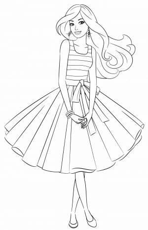 Раскраски Девушка в платье в полный рост