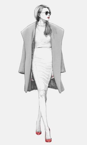 Рисунок девушки карандашом в полный рост