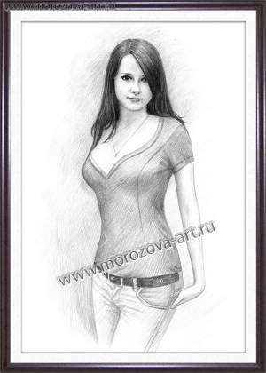 Рисованная девушка, заказать рисунок девушки карандашом