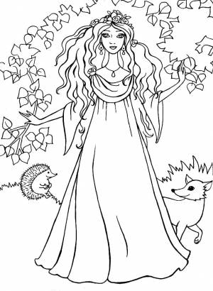 Раскраска Девушка весна