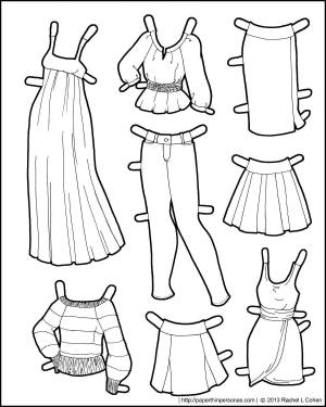 Раскраски Раскраска Платья для бумажных кукол 
