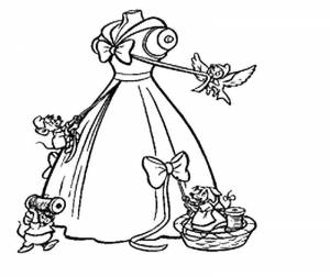 Раскраски Раскраска Платье и зверушки модные платья