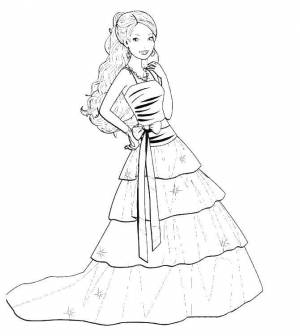 Раскраски Раскраска Барби в вечерном платье мода