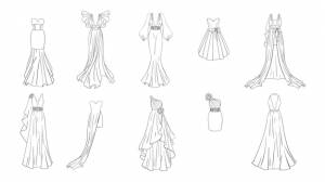 Раскраска современные и классические платья