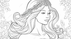 раскраски для девочек элегантная красивая девушка раскраски для девочек раскраски для девочек, картинка принцессы для раскрашивания, принцесса, милый фон картинки и Фото для й загрузки