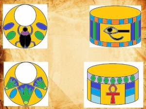 Египетские украшения в рисунках учеников 5 класса на урок ИЗО