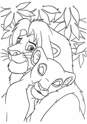 Раскраски львиная, Раскраска Львиная любовь Король лев