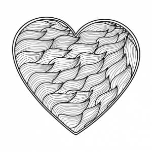 Раскраска мандала с волнистым сердцем черно-белый рисунок любви для антистрессовой раскраски