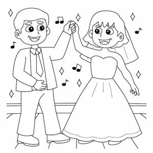 Раскраска свадебный танец жениха и невесты