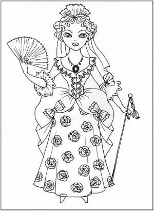красивые картинки-раскраски для девочек Наряды разных времен,  ,  распечата для малыше…
