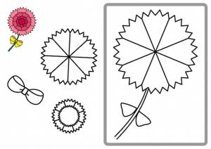 Простой и легкий шаблон раскраски цветка гвоздики для детей