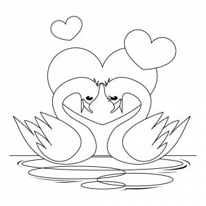 Раскраска Влюбленные лебеди